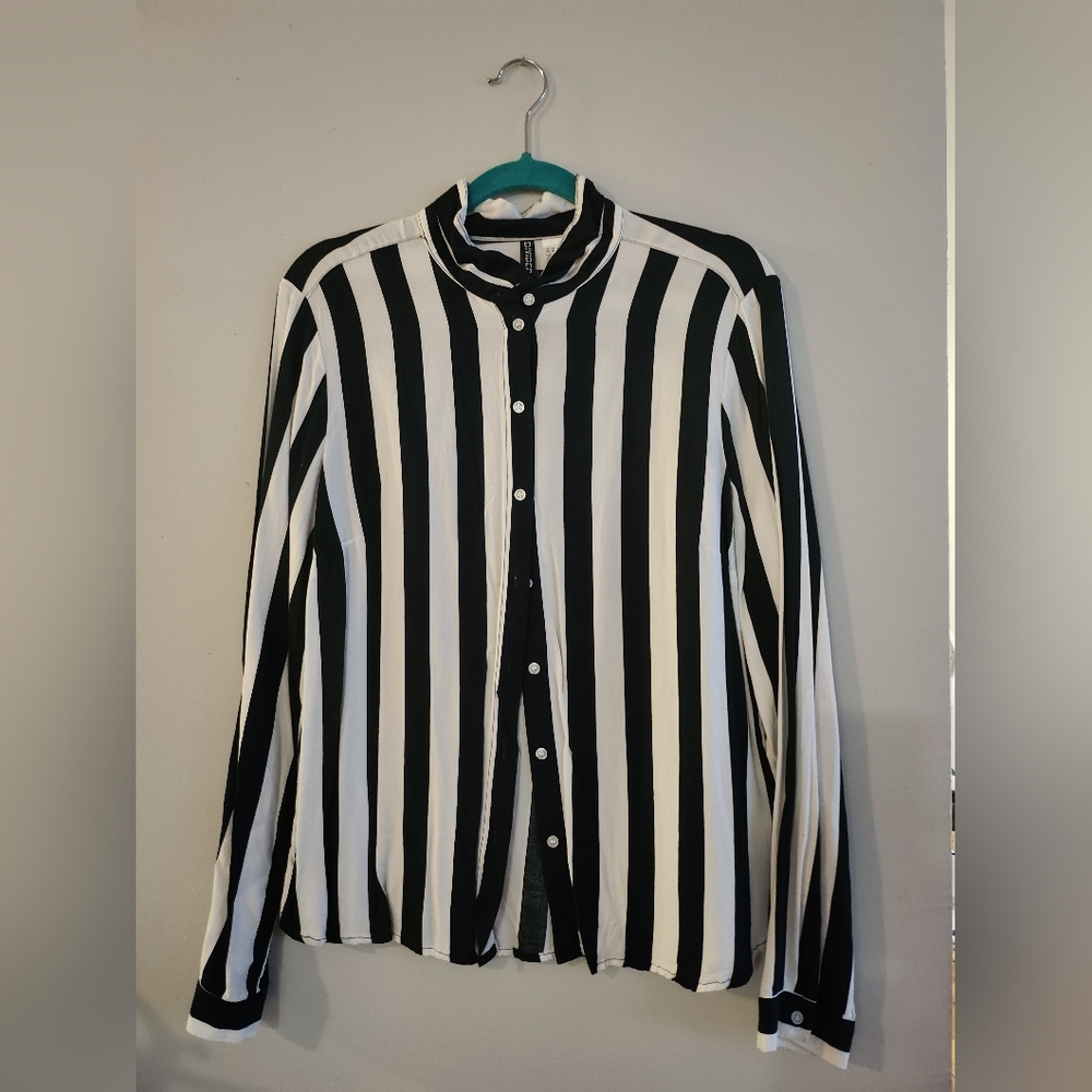 Black and white striped button down NWT